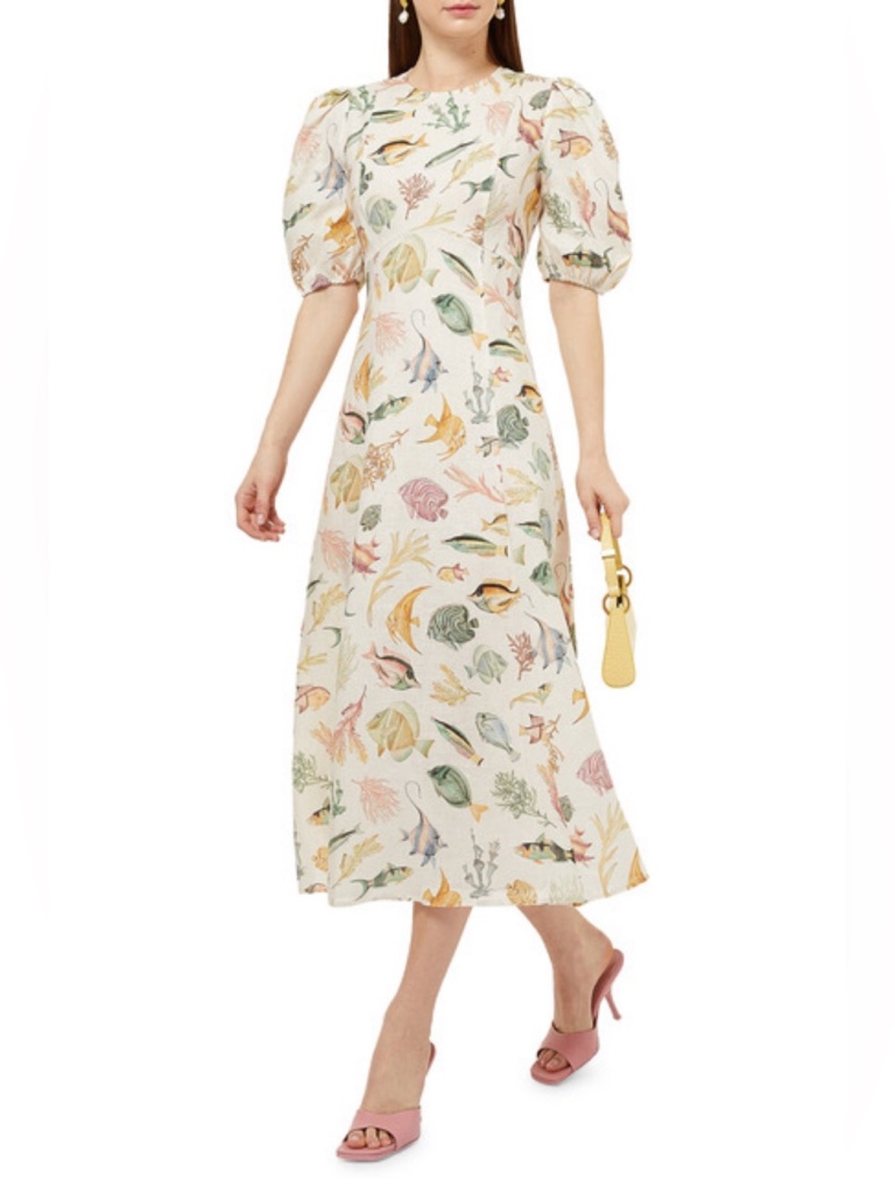 ALEMAIS Wanda fish-print midi dress US size 4